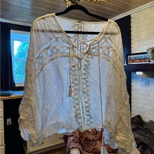 Free People Cream Lace Boho Tunic